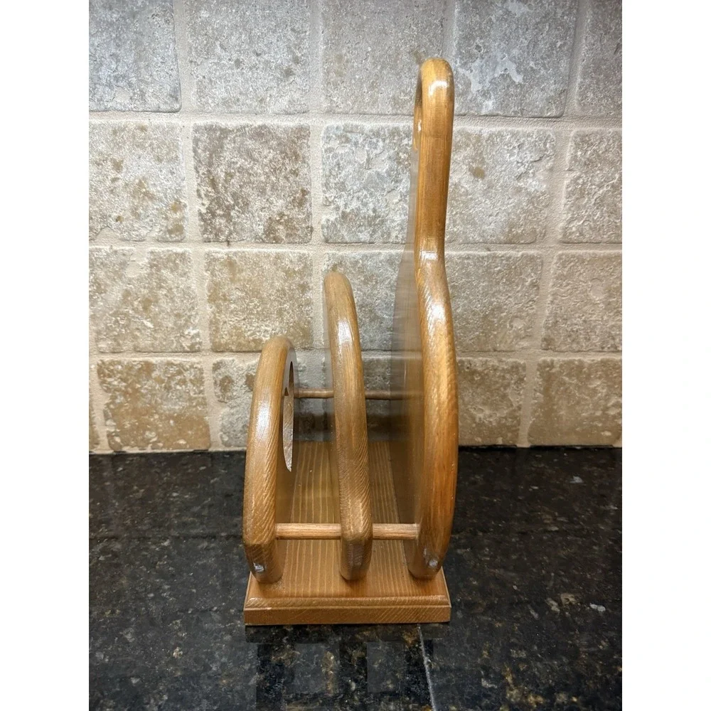 Vintage Wood Paper Plate Napkin Holder Heart Cut Out Hanging or Countertop